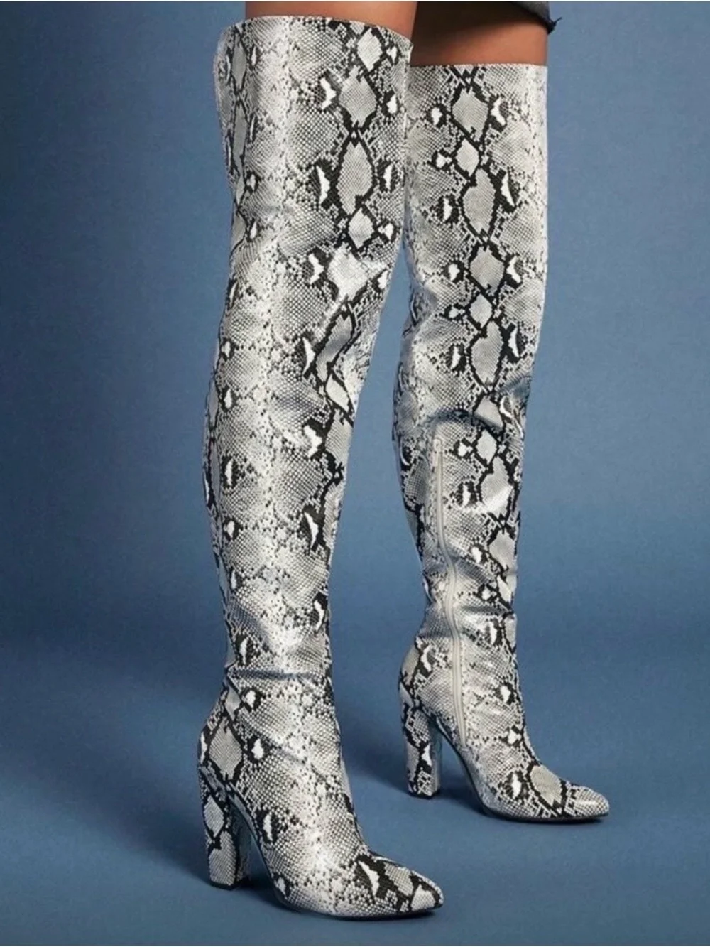 SHEIN Snakeprint Heeled Boots